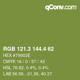 カラーコード: RGB 121.3 144.4 62 | qconv.com