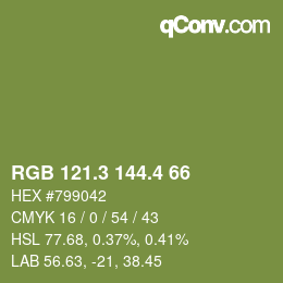 カラーコード: RGB 121.3 144.4 66 | qconv.com