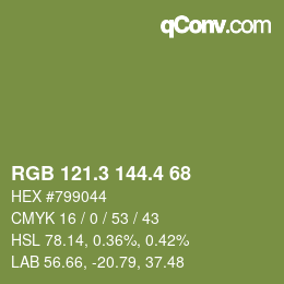 カラーコード: RGB 121.3 144.4 68 | qconv.com