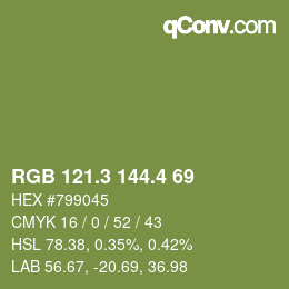 カラーコード: RGB 121.3 144.4 69 | qconv.com