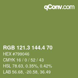 カラーコード: RGB 121.3 144.4 70 | qconv.com