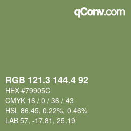 カラーコード: RGB 121.3 144.4 92 | qconv.com
