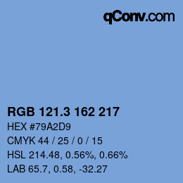 カラーコード: RGB 121.3 162 217 | qconv.com