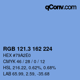 カラーコード: RGB 121.3 162 224 | qconv.com