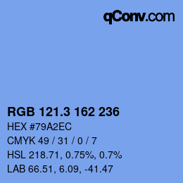 カラーコード: RGB 121.3 162 236 | qconv.com