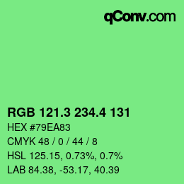カラーコード: RGB 121.3 234.4 131 | qconv.com