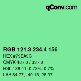 カラーコード: RGB 121.3 234.4 156 | qconv.com