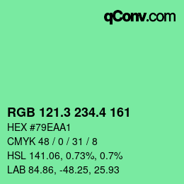 カラーコード: RGB 121.3 234.4 161 | qconv.com