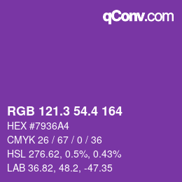 カラーコード: RGB 121.3 54.4 164 | qconv.com