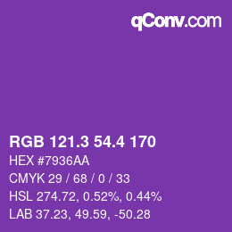 カラーコード: RGB 121.3 54.4 170 | qconv.com