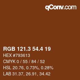 カラーコード: RGB 121.3 54.4 19 | qconv.com