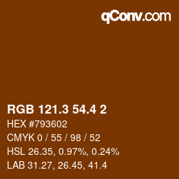 カラーコード: RGB 121.3 54.4 2 | qconv.com
