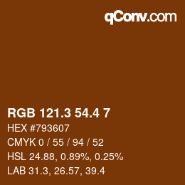 カラーコード: RGB 121.3 54.4 7 | qconv.com