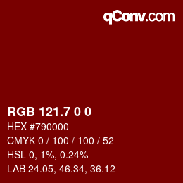 カラーコード: RGB 121.7 0 0 | qconv.com