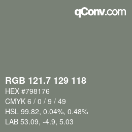 カラーコード: RGB 121.7 129 118 | qconv.com