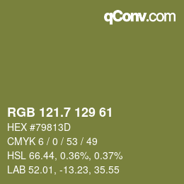 カラーコード: RGB 121.7 129 61 | qconv.com