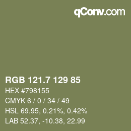 カラーコード: RGB 121.7 129 85 | qconv.com