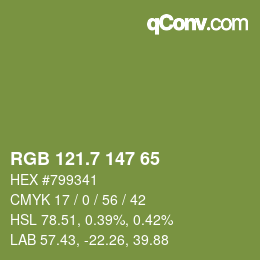 カラーコード: RGB 121.7 147 65 | qconv.com