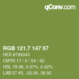 カラーコード: RGB 121.7 147 67 | qconv.com
