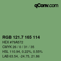 カラーコード: RGB 121.7 165 114 | qconv.com