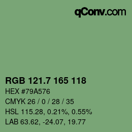 カラーコード: RGB 121.7 165 118 | qconv.com