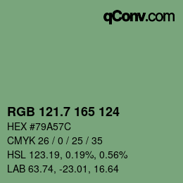 カラーコード: RGB 121.7 165 124 | qconv.com