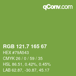 カラーコード: RGB 121.7 165 67 | qconv.com