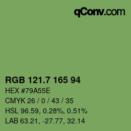 カラーコード: RGB 121.7 165 94 | qconv.com