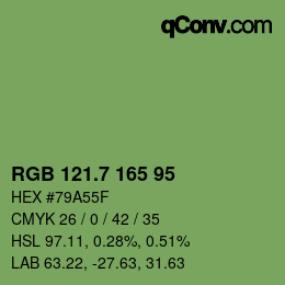 カラーコード: RGB 121.7 165 95 | qconv.com