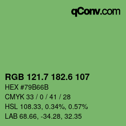 カラーコード: RGB 121.7 182.6 107 | qconv.com