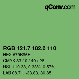 カラーコード: RGB 121.7 182.6 110 | qconv.com