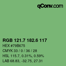 カラーコード: RGB 121.7 182.6 117 | qconv.com