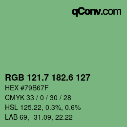 カラーコード: RGB 121.7 182.6 127 | qconv.com