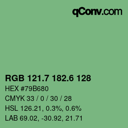 カラーコード: RGB 121.7 182.6 128 | qconv.com