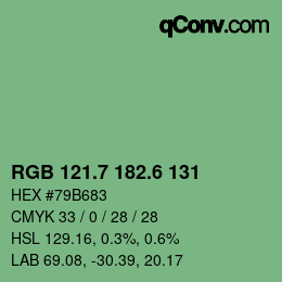 カラーコード: RGB 121.7 182.6 131 | qconv.com