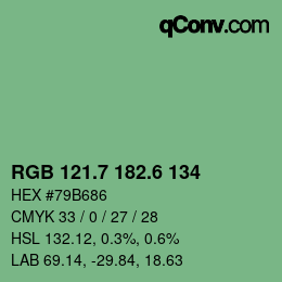 カラーコード: RGB 121.7 182.6 134 | qconv.com