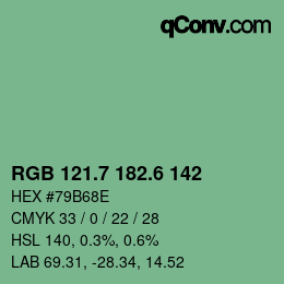 カラーコード: RGB 121.7 182.6 142 | qconv.com