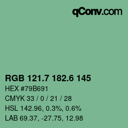 カラーコード: RGB 121.7 182.6 145 | qconv.com