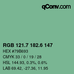 カラーコード: RGB 121.7 182.6 147 | qconv.com