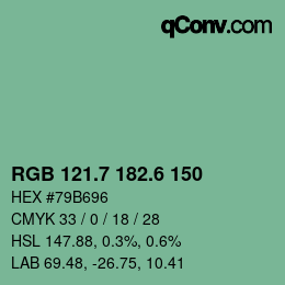 カラーコード: RGB 121.7 182.6 150 | qconv.com
