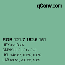 カラーコード: RGB 121.7 182.6 151 | qconv.com