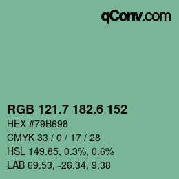 カラーコード: RGB 121.7 182.6 152 | qconv.com