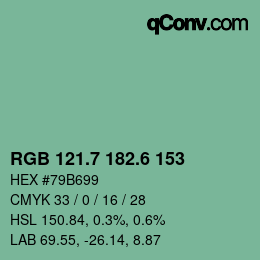 カラーコード: RGB 121.7 182.6 153 | qconv.com