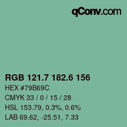 カラーコード: RGB 121.7 182.6 156 | qconv.com