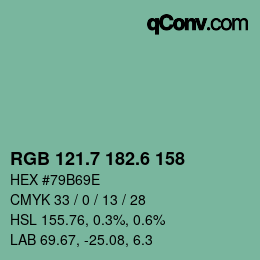 カラーコード: RGB 121.7 182.6 158 | qconv.com