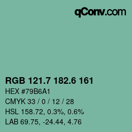 カラーコード: RGB 121.7 182.6 161 | qconv.com