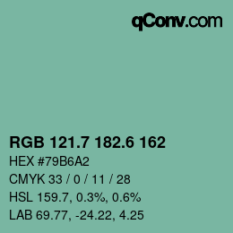 カラーコード: RGB 121.7 182.6 162 | qconv.com