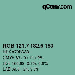 カラーコード: RGB 121.7 182.6 163 | qconv.com