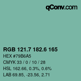 カラーコード: RGB 121.7 182.6 165 | qconv.com