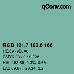 カラーコード: RGB 121.7 182.6 166 | qconv.com